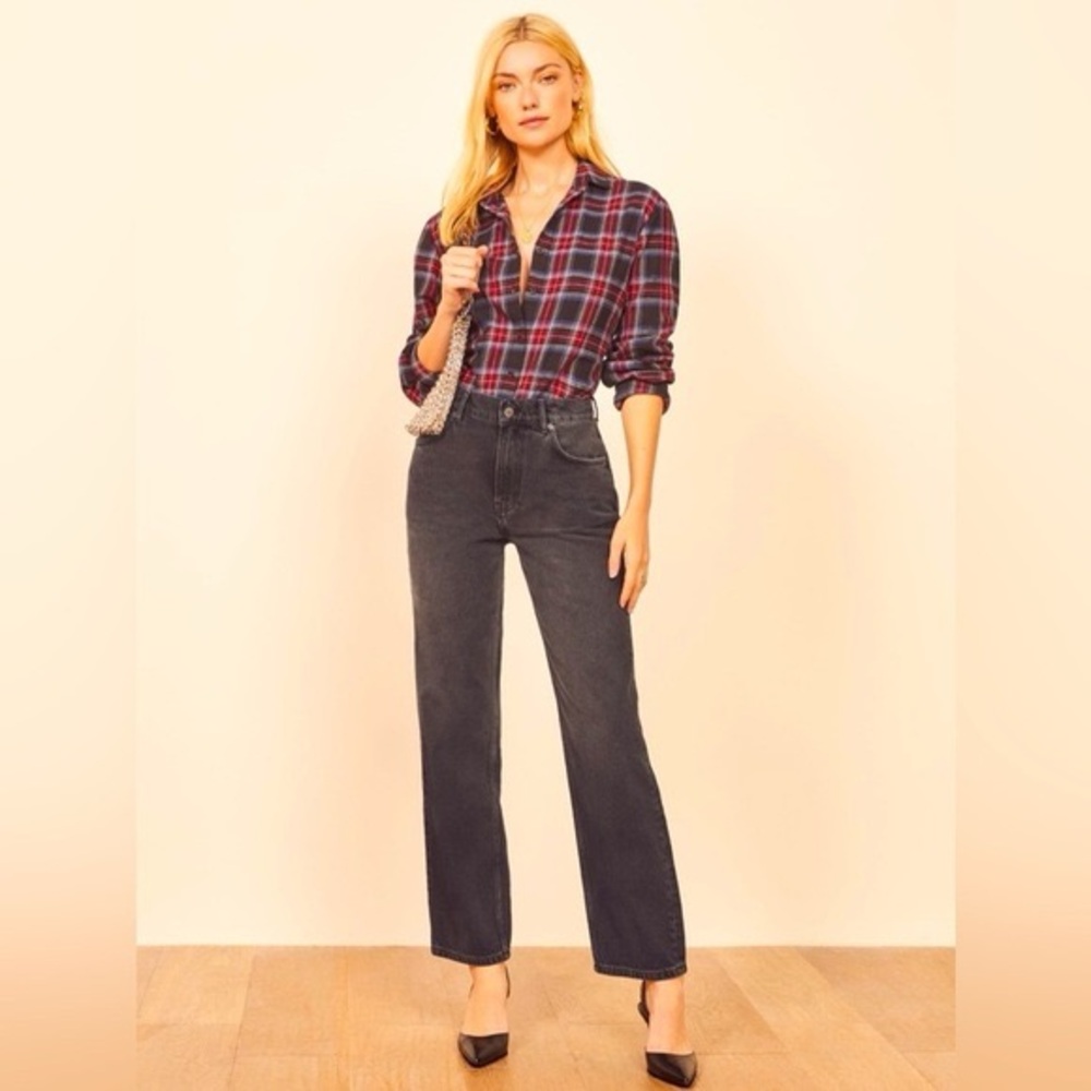 Reformation Vintage High Rise Straight Leg Denim Jean Black Women’s 25